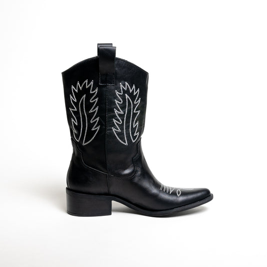 Juana Black & White | Leather Cowgirl Boots