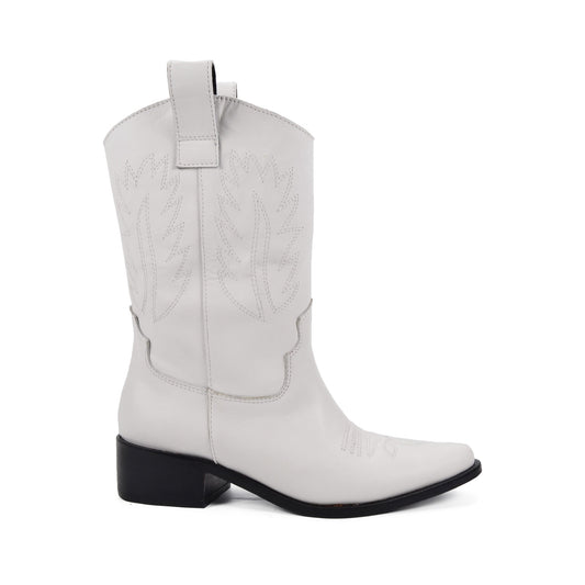 Juana White | Leather Cowgirl Boots