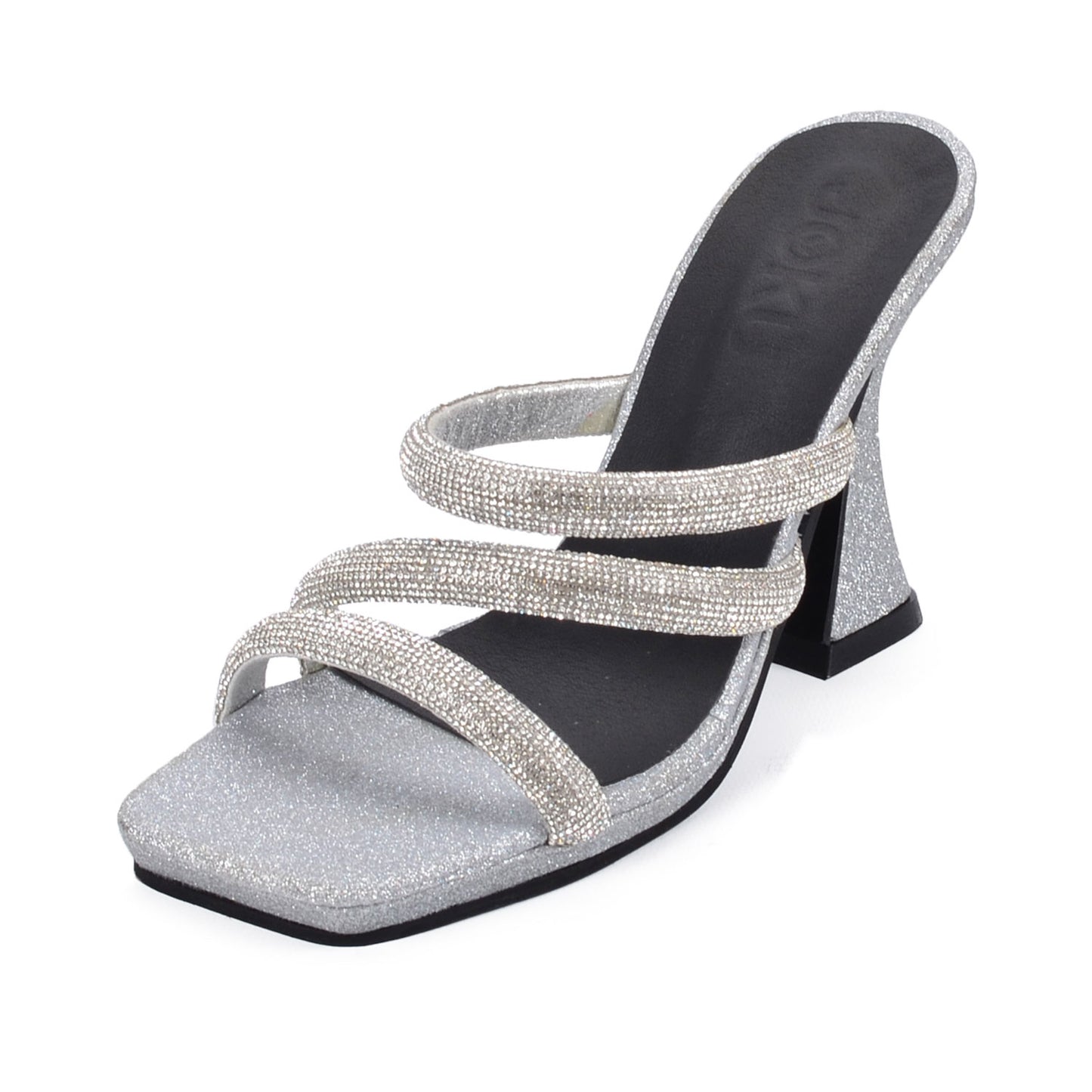 Argent Panama | Talons à lanières en strass