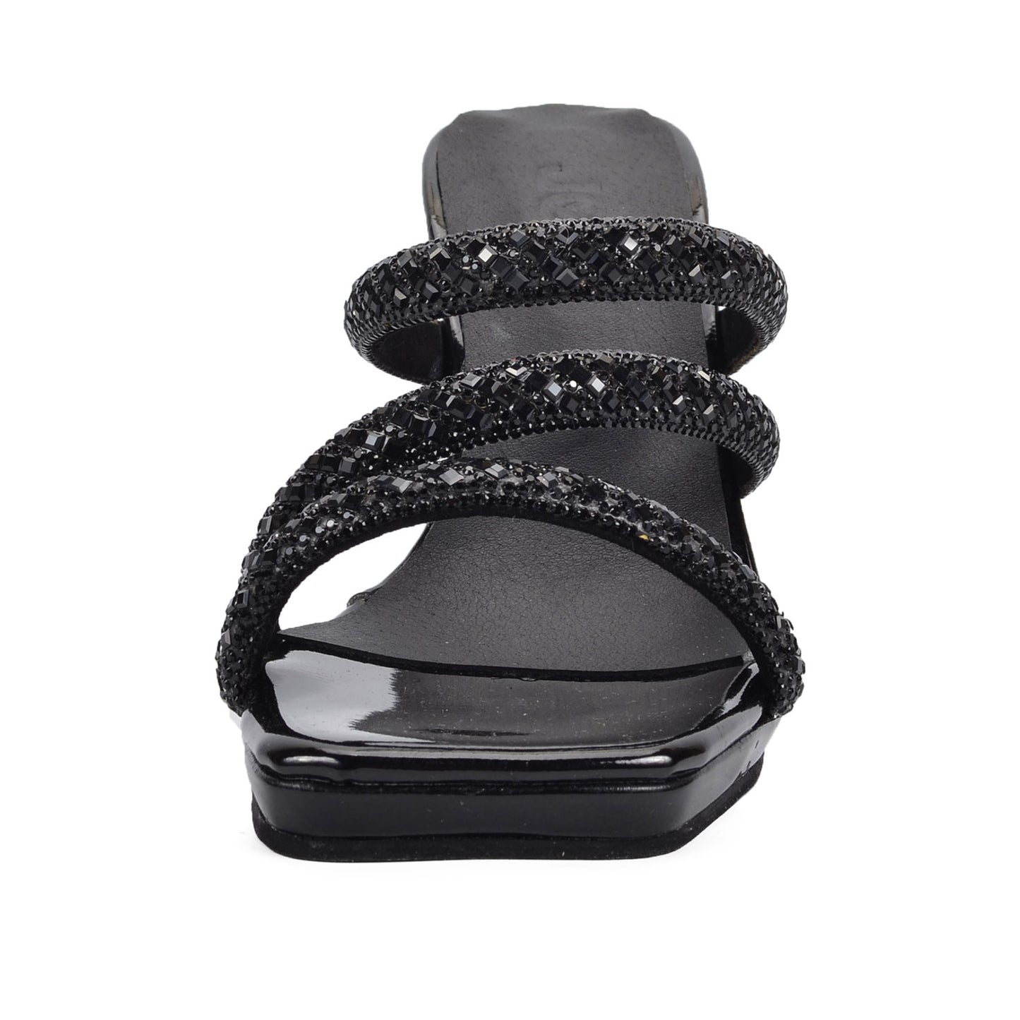 Panama Noir | Talons à lanières en strass