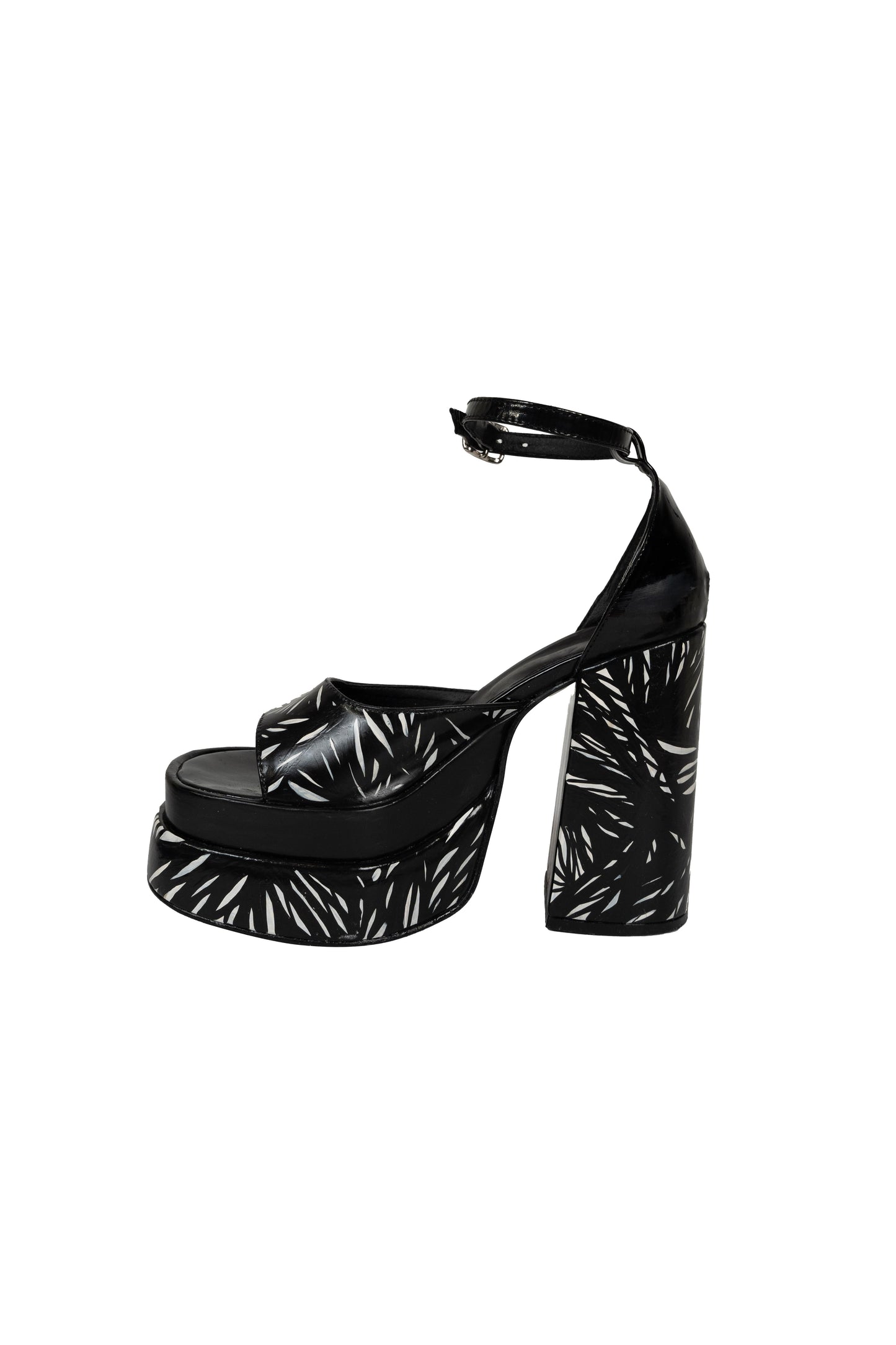 Qatar Noir | Double plateforme en cuir verni