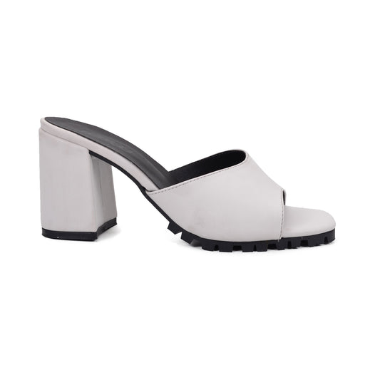 Acapulco White | Leather Platform Heel Slide Sandal