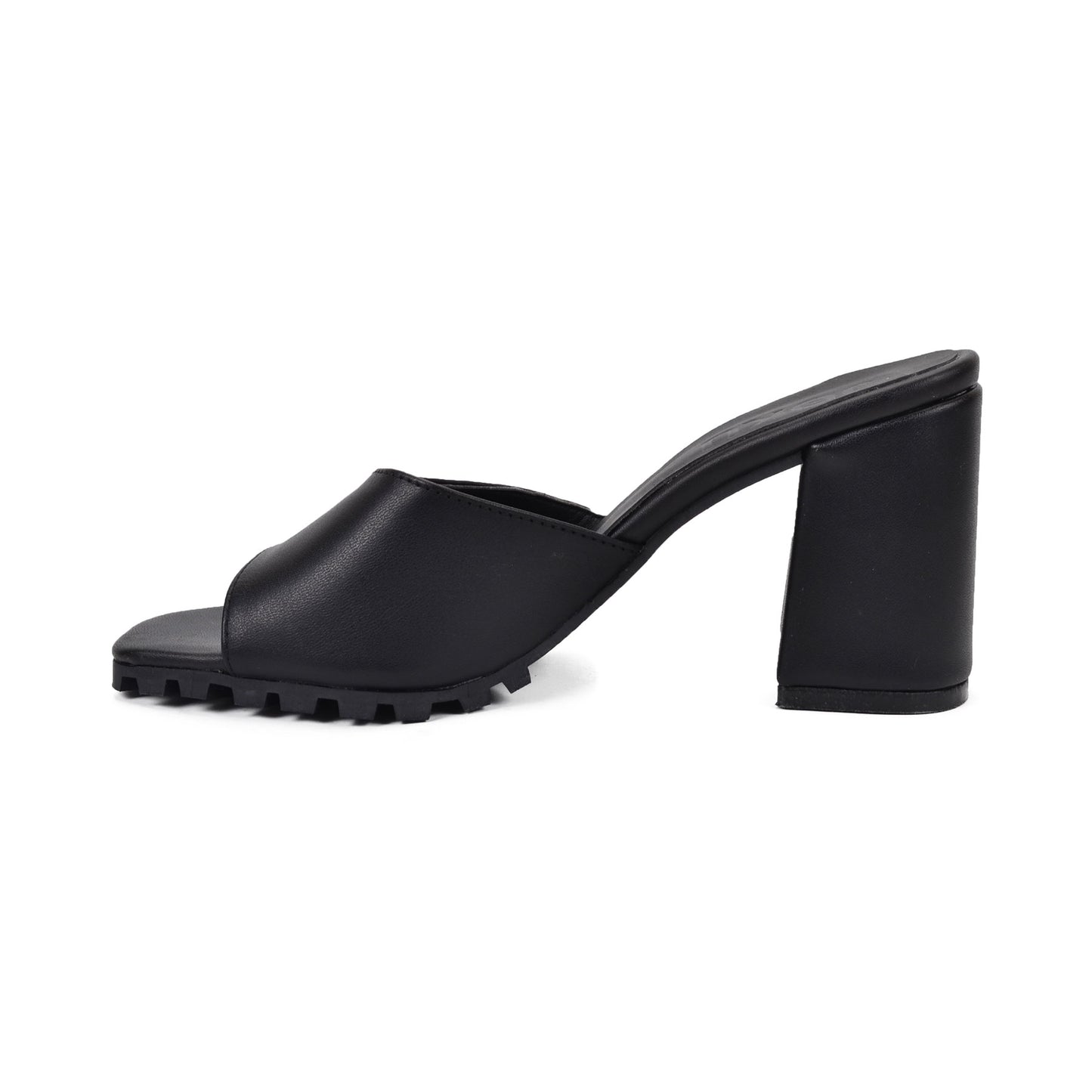 Acapulco Black | Leather Platform Heel Slide Sandal