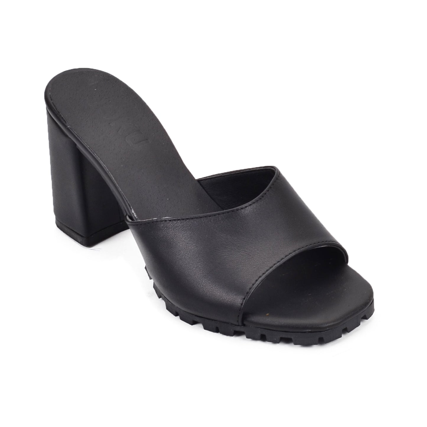 Acapulco Black | Leather Platform Heel Slide Sandal