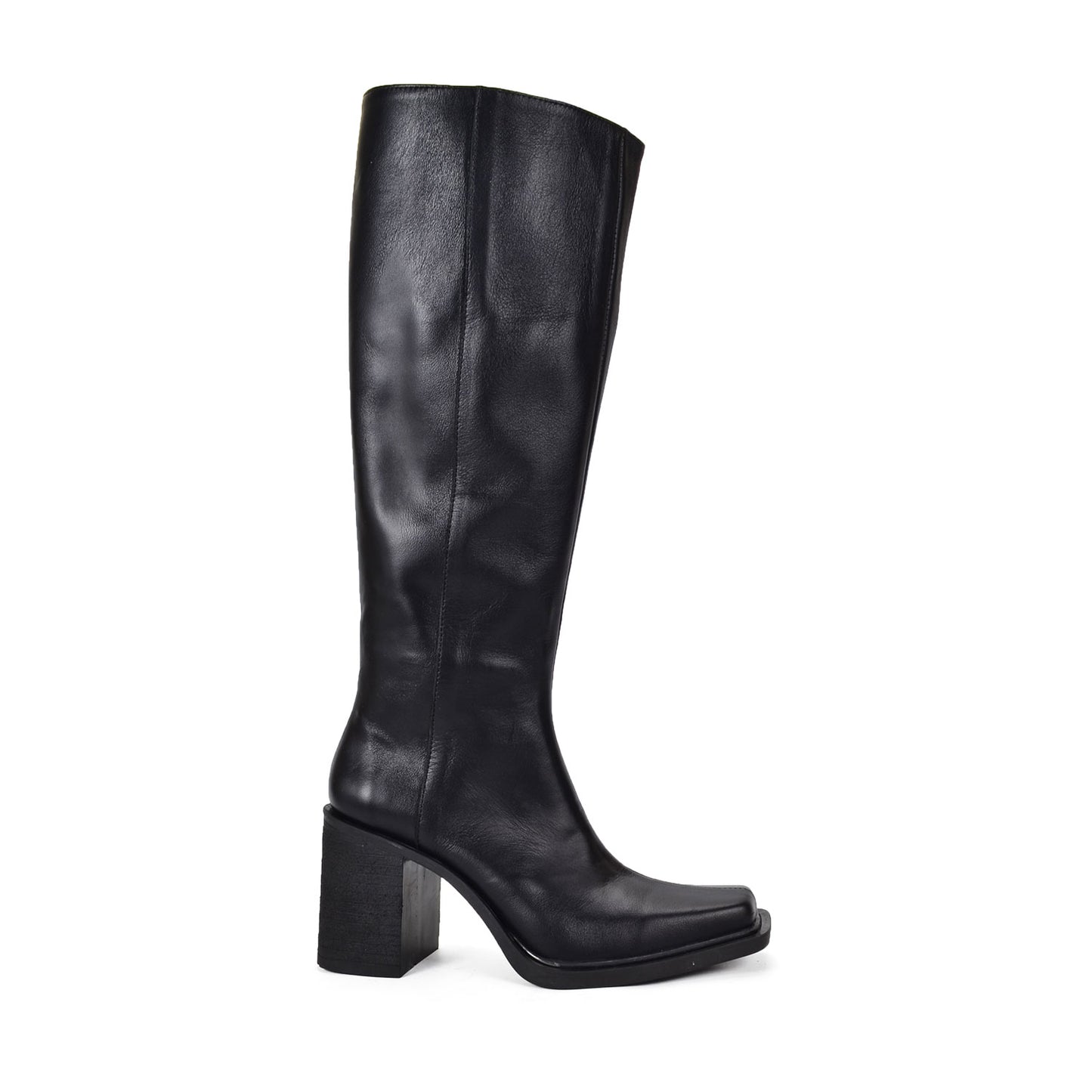 Cami Black | Leather Block Heel Boots