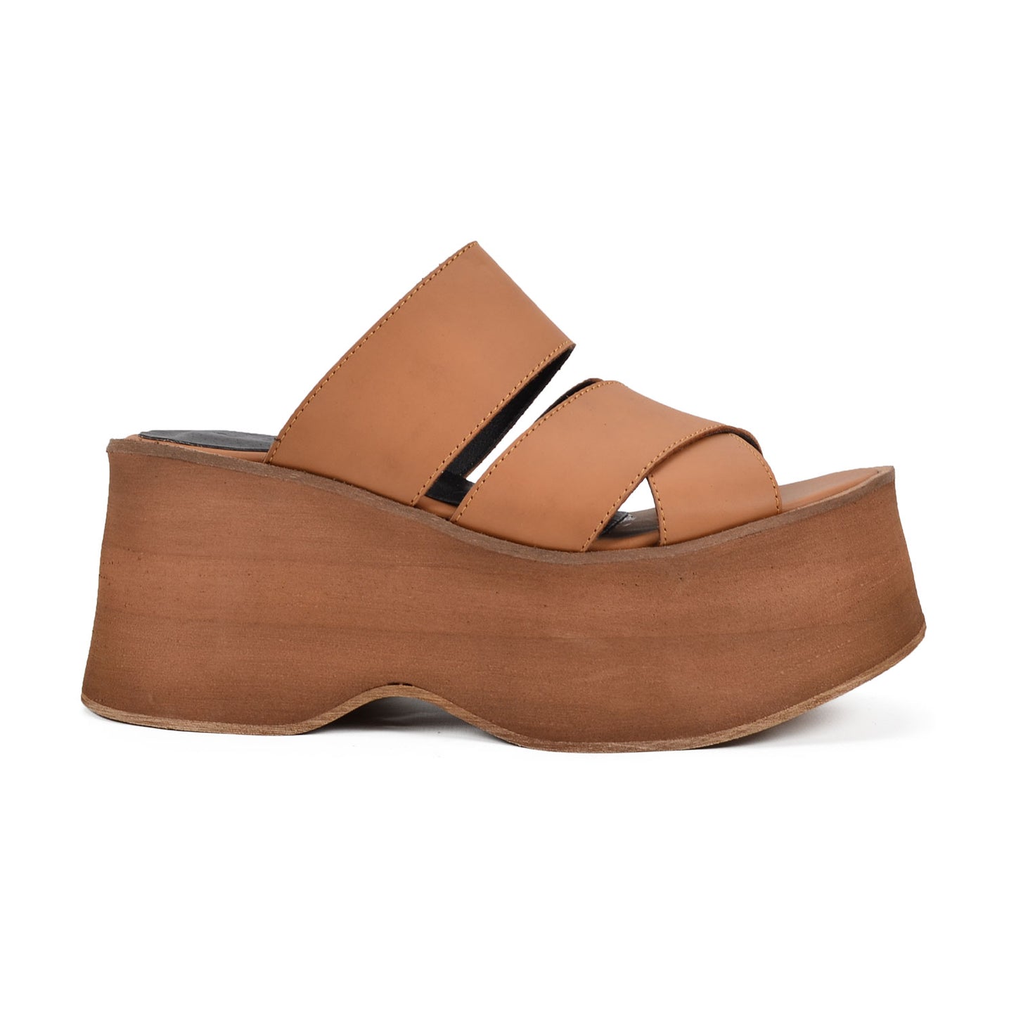 Congo Tan | Leather Slide Platform Sandals