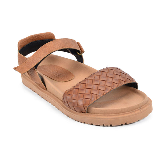 Dinamarca Tan | Leather Braided Flat Sandals