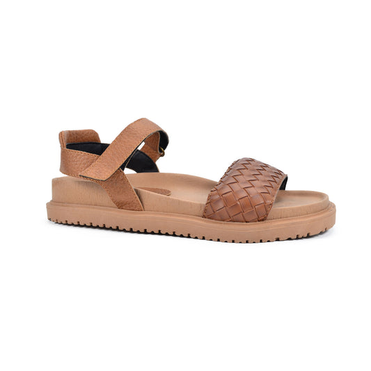 Dinamarca Tan | Leather Braided Flat Sandals