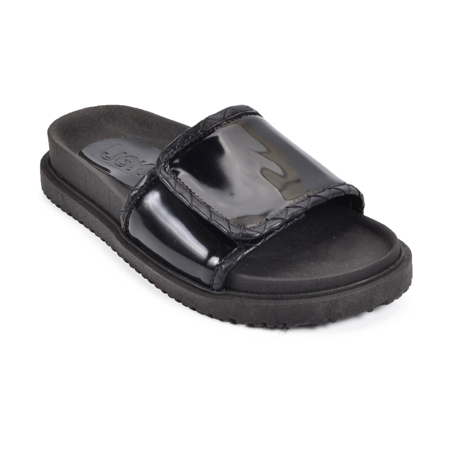 Francia Black | Patent Leather Slide Sandals