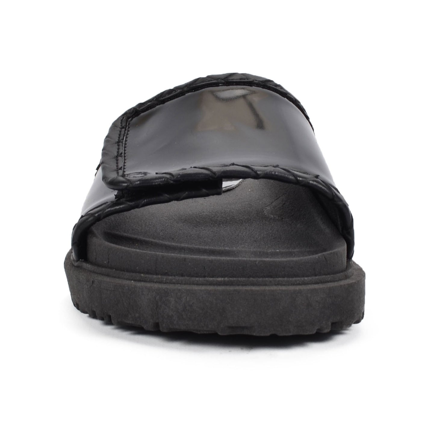 Francia Black | Patent Leather Slide Sandals