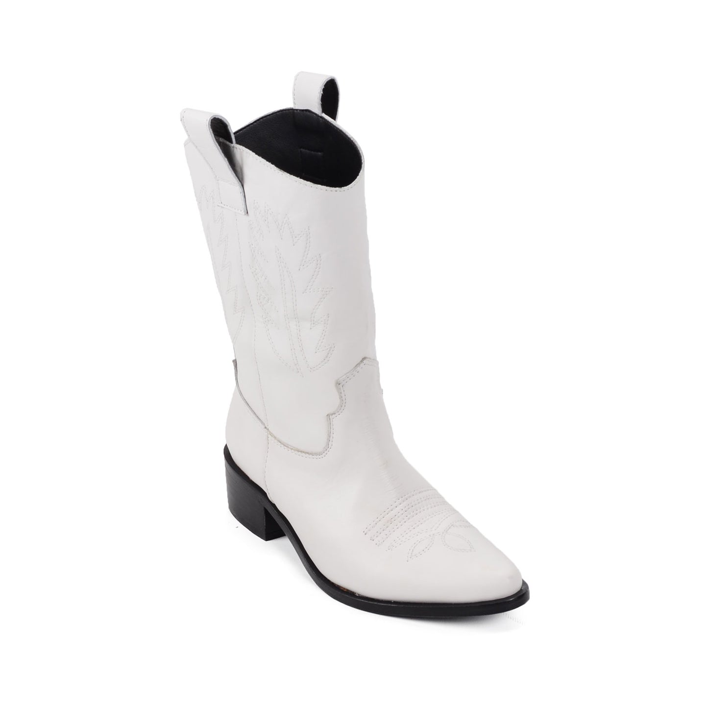 Juana White | Leather Cowboy Boots