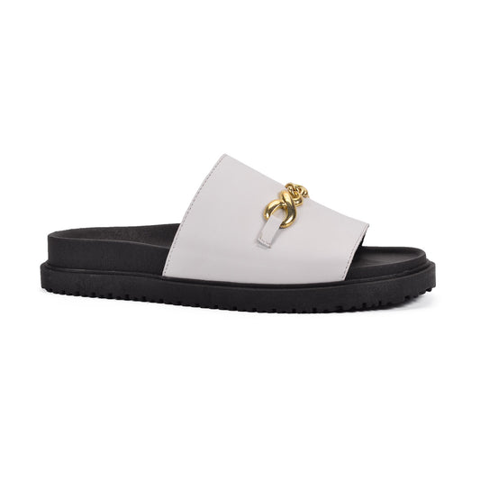 Portugal White | Flat Leather Sandals