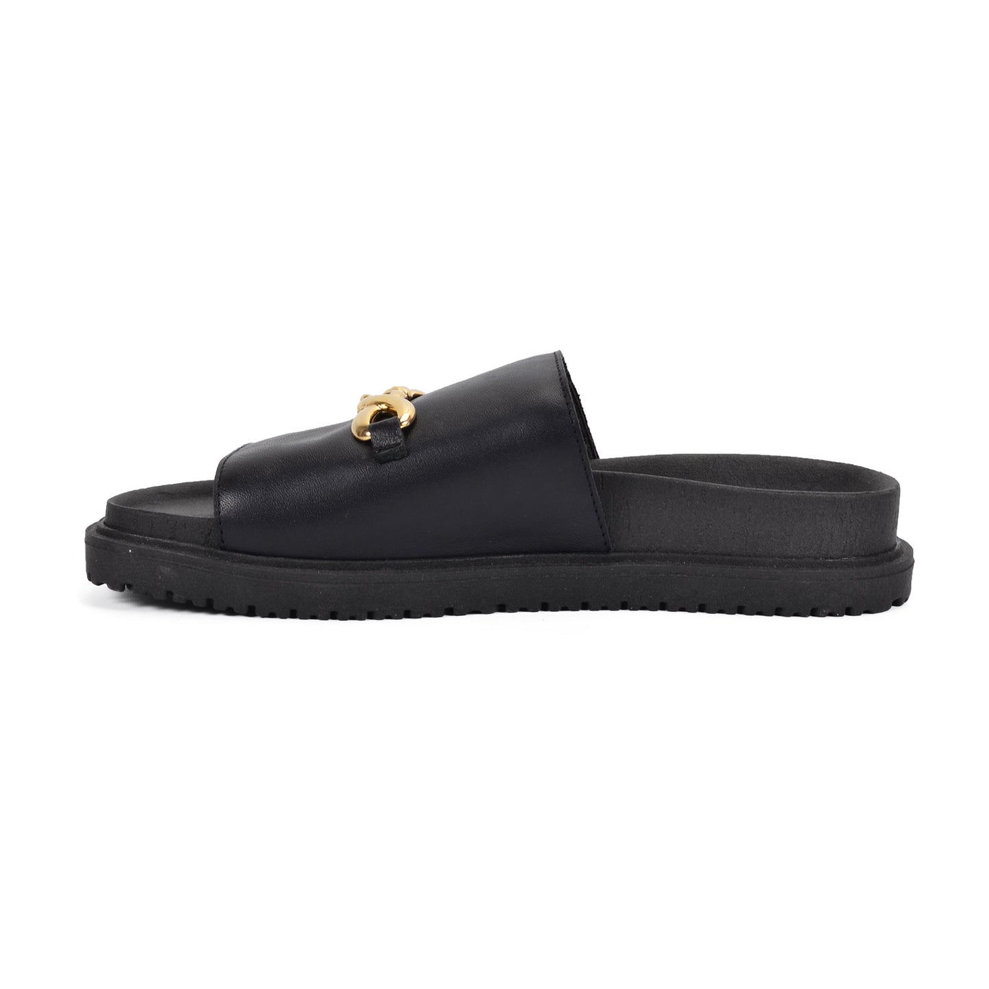 Portugal Black | Flat Leather Sandals
