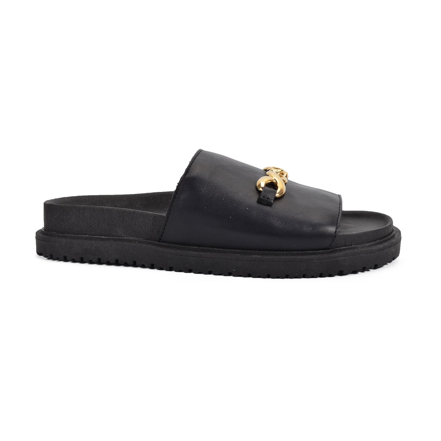 Portugal Black | Flat Leather Sandals