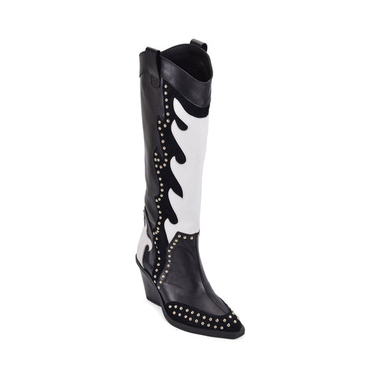 Piu-Piu Bottes de cow-girl noires et blanches