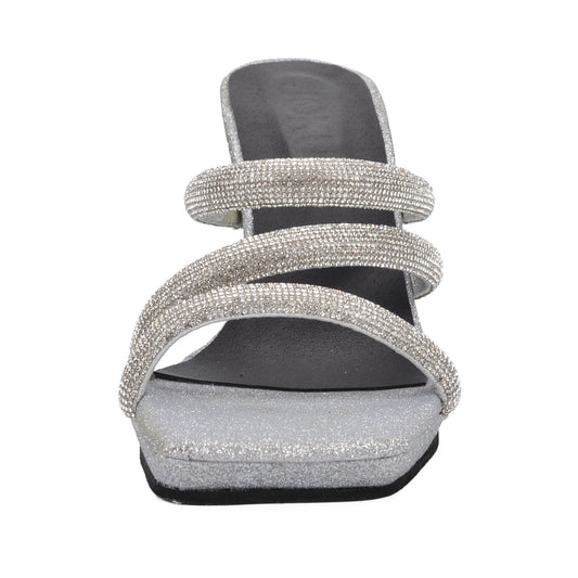 Panama Silver | Rhinestone Strappy Heels