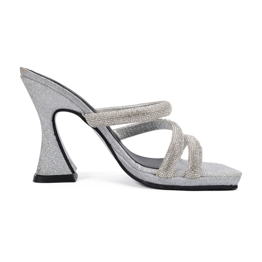 Panama Silver | Rhinestone Strappy Heels