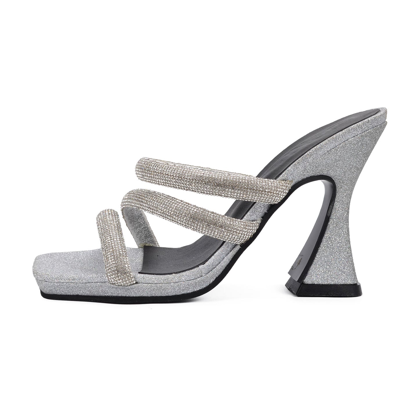Panama Silver | Rhinestone Strappy Heels